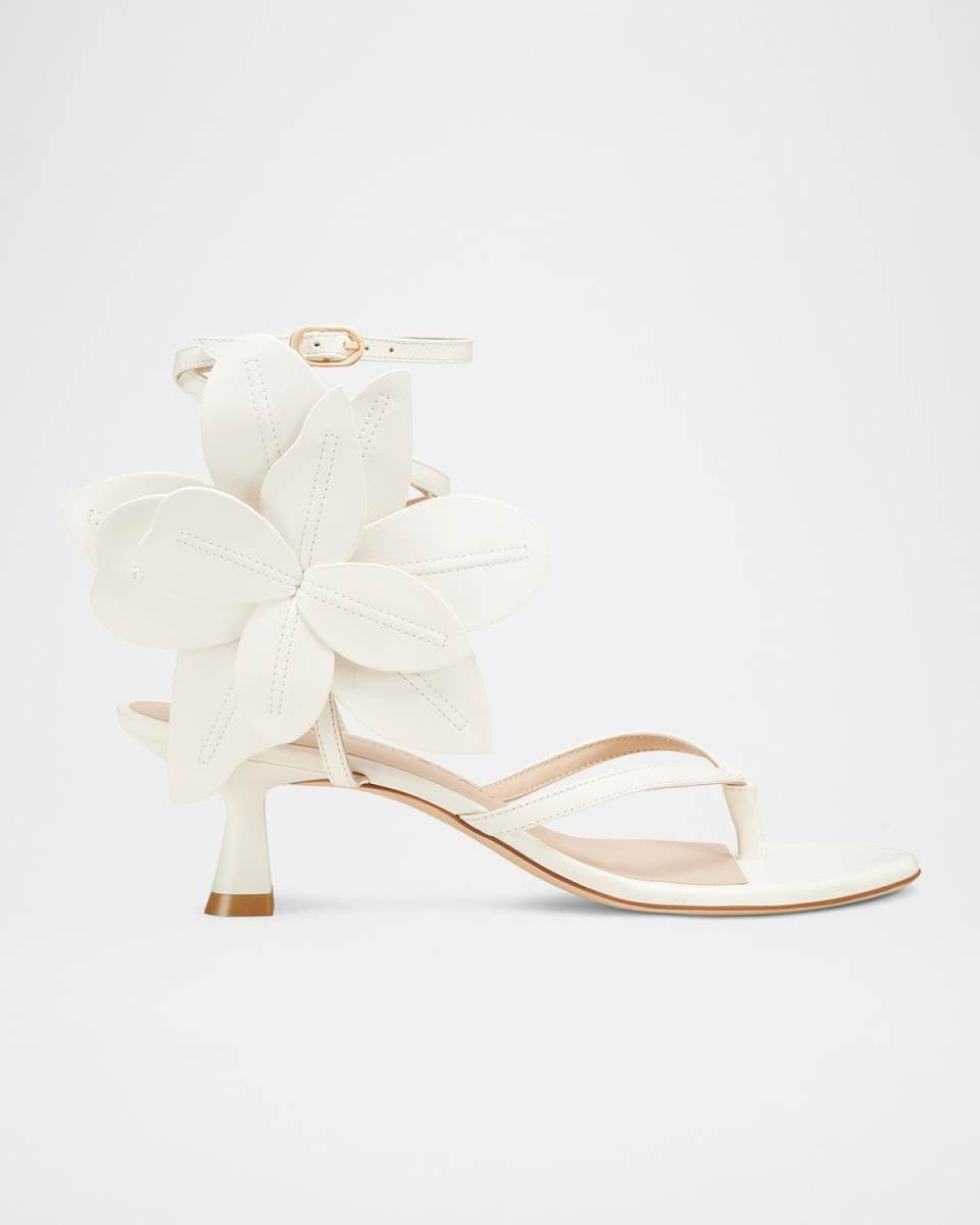 Paradise 50 Flower Leather Kitten Sandals
